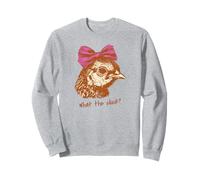 Funny Chicken Humor Shirts “What the Cluck?” Hen with Bow Sweatshirt