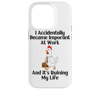 Funny Chicken I Accidentally Became Important at Work Office Case for iPhone 14 Pro