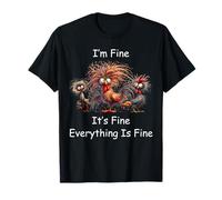 Funny Chicken I'm Fine Crazy Rooster Frazzled Design T-Shirt