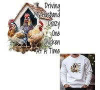 Funny Chicken Iron On Transfers for T-Shirts Rub on Transfers Stickers Vinyl Ready to Press Stickers Iron on Decals for T-Shirts Clothing Hoodie DIY Crafts