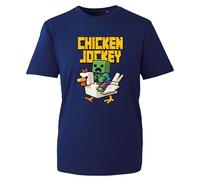 Funny Chicken Jockey T-Shirt, Gamer Chicken Shirt, Ride Games Movie Tshirt, Gift Birthday Unisex Kids Adult Top (Navy, 4XL)