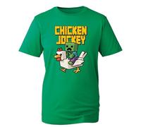 Funny Chicken Jockey T-Shirt, Gamer Chicken Shirt, Ride Games Movie Tshirt, Gift Birthday Unisex Kids Adult Top (Irish Green, S)