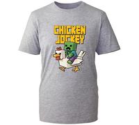 Funny Chicken Jockey T-Shirt, Gamer Chicken Shirt, Ride Games Movie Tshirt, Gift Birthday Unisex Kids Adult Top (Heather Grey, 12 Years)