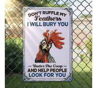 Funny Chicken Metal Tin Signs Chicken Gifts Coop Signs for Farm Yard Farmhouse Home Coop Decor Don't Ruffle My Feathers Wall Sign