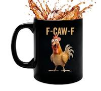 Funny Chicken Mug - Creative Ceramic F-Caw-F Funny Chicken Mug with Ergonomic Handle | Novelty FCAWF Meme Rooster Crowing Coffee Mugs for Mom, Sister, Friends, Coworkers Home Offices Desk Decor