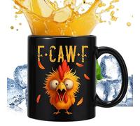 Funny Chicken Mug - Novelty Ceramic F-Caw-F Rooster Coffee, Silly Present Mugs for Women Birthday - Screaming Rooster Meme Cup, Crazy Hen Coffee Mug, Farm Animal Humor Gift for Friends