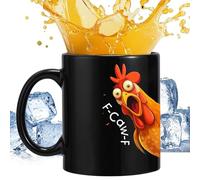 Funny Chicken Mug - Novelty Ceramic F-Caw-F Rooster Coffee, Silly Present Mugs for Women Birthday - Screaming Rooster Meme Cup, Crazy Hen Coffee Mug, Farm Animal Humor Gift for Friends