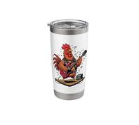 Funny Chicken Playing Electric Guitar Stainless Steel Insulated Tumbler