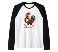 Funny Chicken Running Crazy Rooster Farm Animal Humor Design Raglan Baseball Tee