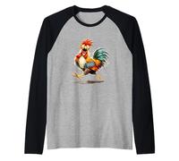 Funny Chicken Running Crazy Rooster Farm Animal Humor Design Raglan Baseball Tee