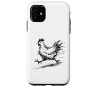 Funny Chicken Running Scribble Line Art Sketch Farm Animal Case for iPhone 11