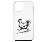 Funny Chicken Running Scribble Line Art Sketch Farm Animal Case for iPhone 12/12 Pro