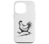 Funny Chicken Running Scribble Line Art Sketch Farm Animal Case for iPhone 13 Pro