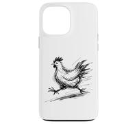 Funny Chicken Running Scribble Line Art Sketch Farm Animal Case for iPhone 13 Pro Max