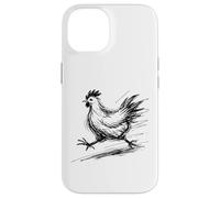 Funny Chicken Running Scribble Line Art Sketch Farm Animal Case for iPhone 14