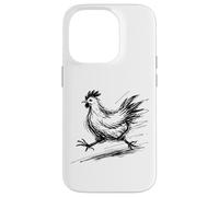 Funny Chicken Running Scribble Line Art Sketch Farm Animal Case for iPhone 14 Pro