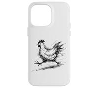 Funny Chicken Running Scribble Line Art Sketch Farm Animal Case for iPhone 14 Pro Max