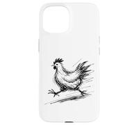 Funny Chicken Running Scribble Line Art Sketch Farm Animal Case for iPhone 15