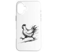 Funny Chicken Running Scribble Line Art Sketch Farm Animal Case for iPhone 16 Plus