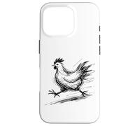 Funny Chicken Running Scribble Line Art Sketch Farm Animal Case for iPhone 16 Pro