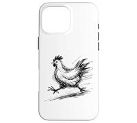 Funny Chicken Running Scribble Line Art Sketch Farm Animal Case for iPhone 16 Pro Max