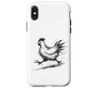 Funny Chicken Running Scribble Line Art Sketch Farm Animal Case for iPhone X/XS