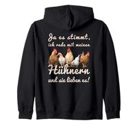 Funny Chicken Saying "Ich rede mit meinen Hühnernern" [German Language] Zip Hoodie