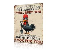 Funny Chicken Sign Don't Ruffle My Feathers Tin Decor for Home Backyard Chicken Coops Rural Farm 8x12Inch