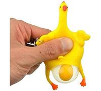 Funny Chicken Squeeze Toy,Funny Rubber Chicken Keychain, Decompression Chickens Toy Squeezable Laying Egg Keychain Keyrings,Reduce Stress Relief Ball Novelty Venting Anger Toys (1PC)