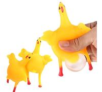 Funny Chicken Squeeze Toy,Funny Rubber Chicken Keychain, Decompression Chickens Toy Squeezable Laying Egg Keychain Keyrings,Reduce Stress Relief Ball Novelty Venting Anger Toys (3PC)