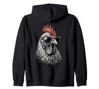 Funny Chicken Version Retro Rooster Sunglasses Zip Hoodie