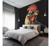 Funny Chicken Wallpaper for Living Room, Abstract Animal Farmhouse Wall Mural for Bedroom, Non-Woven Photo Wallpaper Home Decor 366X254cm, Wall Decoration D15