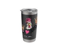 Funny Chicken Winking Face Pink Bandana Peace Signs Graphic Stainless Steel Insulated Tumbler