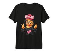 Funny Chicken with Glasses Double Peace Sign Hipster Bird Premium T-Shirt