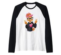 Funny Chicken with Glasses Peace Sign Crazy Chicken Lady Raglan Baseball Tee