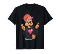 Funny Chicken with Glasses Peace Sign Crazy Chicken Lady T-Shirt