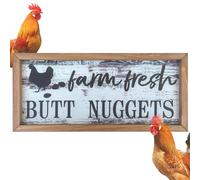 Funny Chickens Signs, Funny Chicken Signs for Outdoor Chicken Coop | Wall Art Wooden Frame Decoration Home Outdoor Kitchen Garden Farm House Country House