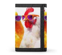 Funny Chickens Wearing Glasses Funny Trifold Wallet RFID Blocking Front Pocket Wallets with ID Window Gifts for Men Women