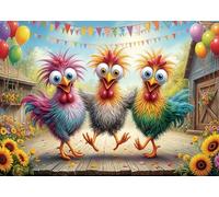 Funny Chicks Sunflower Puzzles for Adults 1000 Pieces Happy Cute Bird Chicken Flower Jigsaw Puzzles Colorful Wildlife Impossible Aesthetic Hard Difficult Challenging Puzzle as Family Game