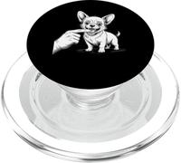 Funny Chihuahua Biting Finger Bold Dog Cartoon Tee PopSockets PopGrip for MagSafe