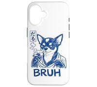 Funny Chihuahua Bruh Japanese Text Anime Line Art Ironic Case for iPhone 16