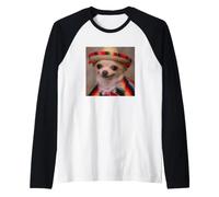 Funny Chihuahua Dog Sombrero Cute Blurry Meme Humor Raglan Baseball Tee