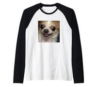 Funny Chihuahua Face Blurry Meme Cute Dog Humor Raglan Baseball Tee