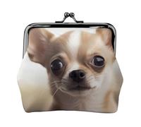 Funny Chihuahua Full Double-Sided Printed Pattern Women's and Girls' Fashionable Leather Kiss Lock Coin Purse Card Bag