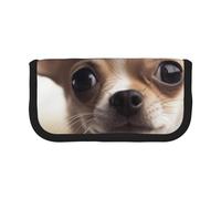 Funny Chihuahua Printed Canvas Pencil Case, Spacious Pen Pouch for School, Office and Travel