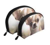 Funny Chihuahua Printed Makeup Bags 2-Piece Portable Shell Travel Toiletry Bag Cosmetic Organizer Bag for Women