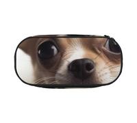 Funny Chihuahua Printed Oxford Fabric Pencil Case with Spacious Design for School, Office, Travel - Multi-Use Stationery & Makeup Pouch