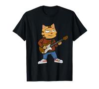Funny Chill Cat Playing a Guitar Guys Dad Rock & Roll T-Shirt