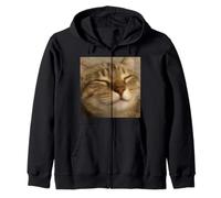Funny Chill Sleepy Cat Face Blurry Photo Meme Zip Hoodie