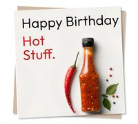 Funny Chilli Birthday Card for Partner - Happy Birthday Hot Stuff - Card for Husband, Wife, Boyfriend, Girlfriend
